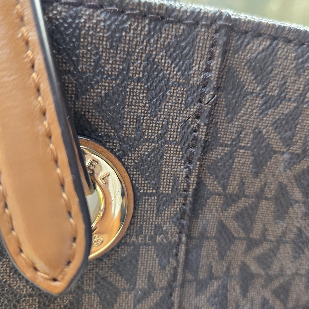 Michael Kors Brown MK Logo Tote Bag - Picture 3 of 11